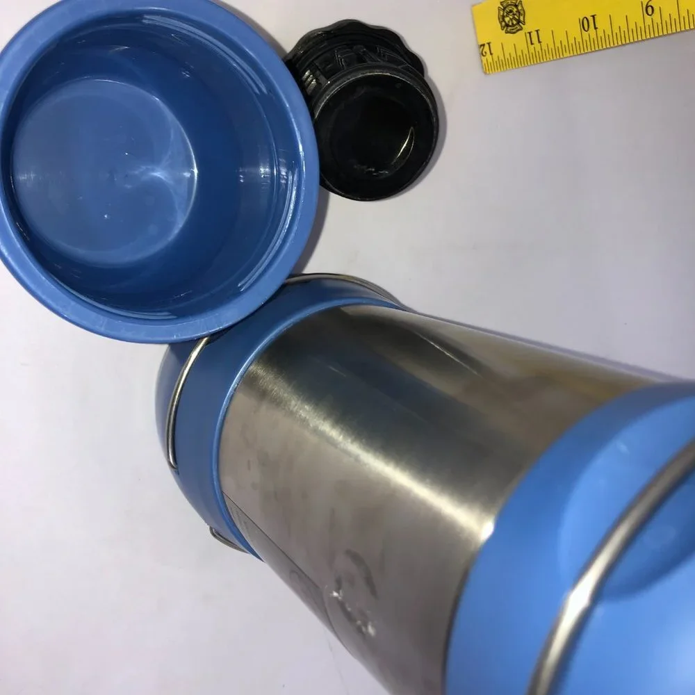 Trudeau Vacuum Insulated 12 HR Thermos‎ Stainless Steel & Blue